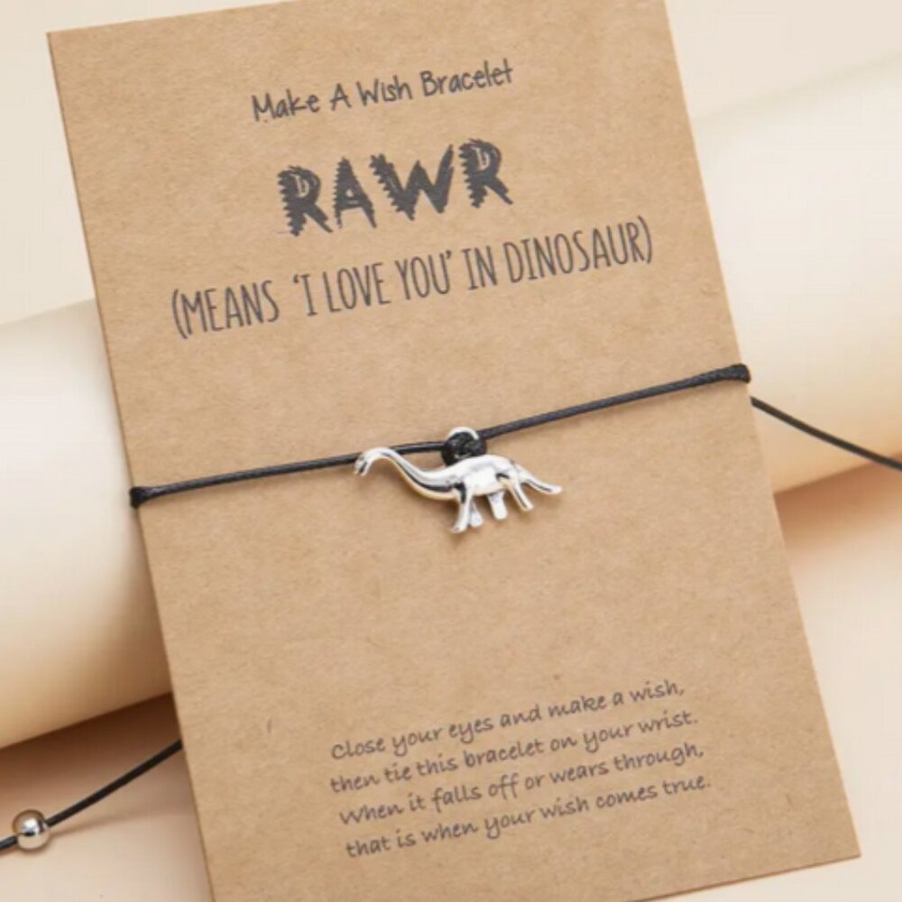Rawr Means I Love You in Dinosaur Make A Wish Bracelet/Anklet